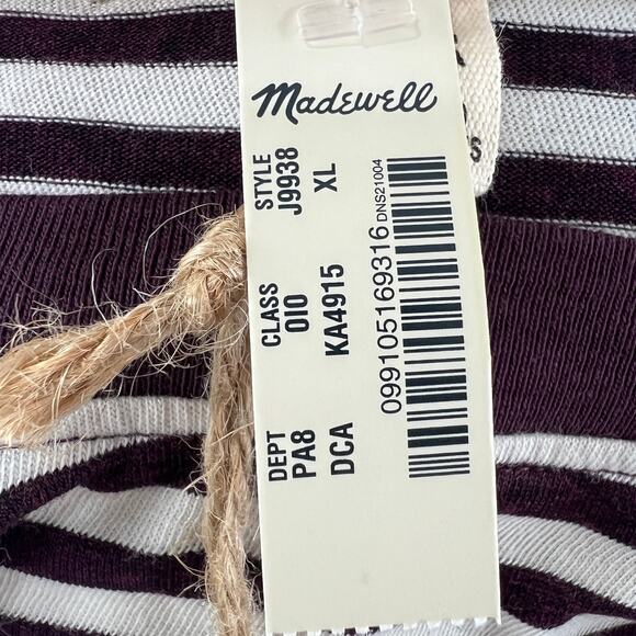 Rivet & Thread Madewell Oversized Tee Stripe Purple White Short Sleeves XL NEW - Picture 8 of 12